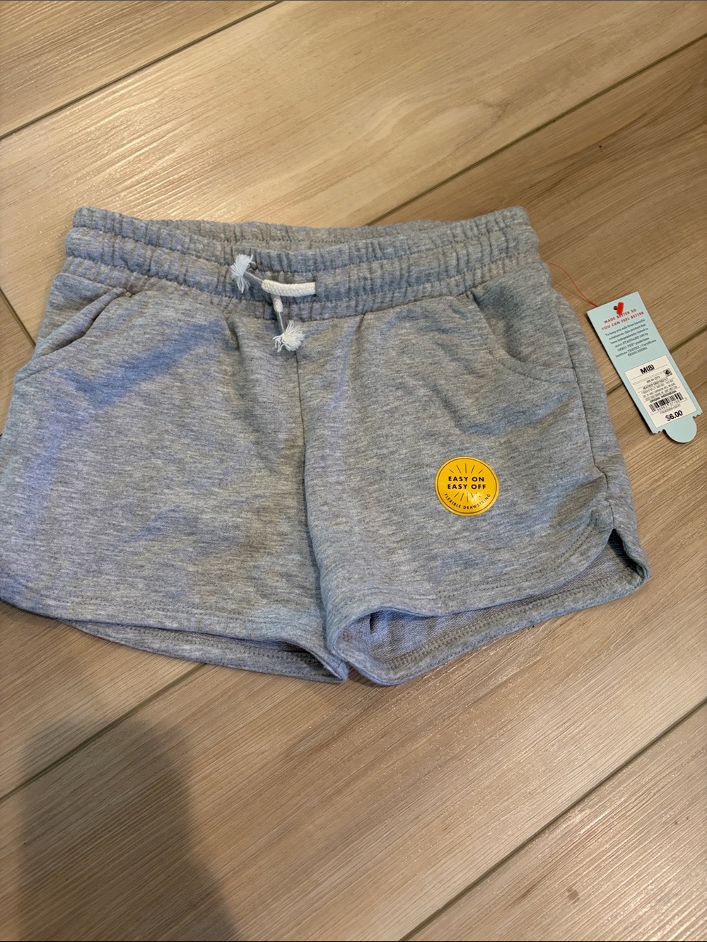 Cat & Jack Kid's Heather Gray Drawstring Athletic Shorts with Yellow Accent